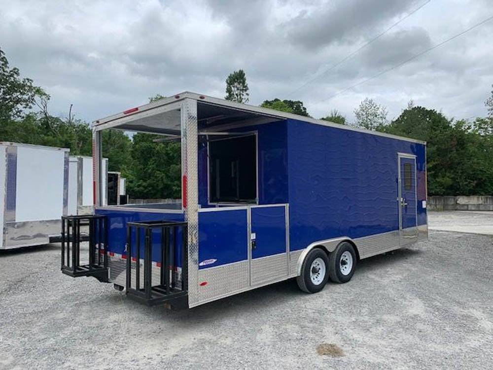 656-8.5-x-24-cobalt-blue-bbq-porch-concession-food-trailer-4.jpg 8.5' x 24' Cobalt Blue BBQ Porch Concession Food Trailer