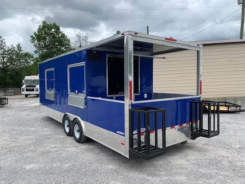 656-8.5-x-24-cobalt-blue-bbq-porch-concession-food-trailer-5.jpg 8.5' x 24' Cobalt Blue BBQ Porch Concession Food Trailer