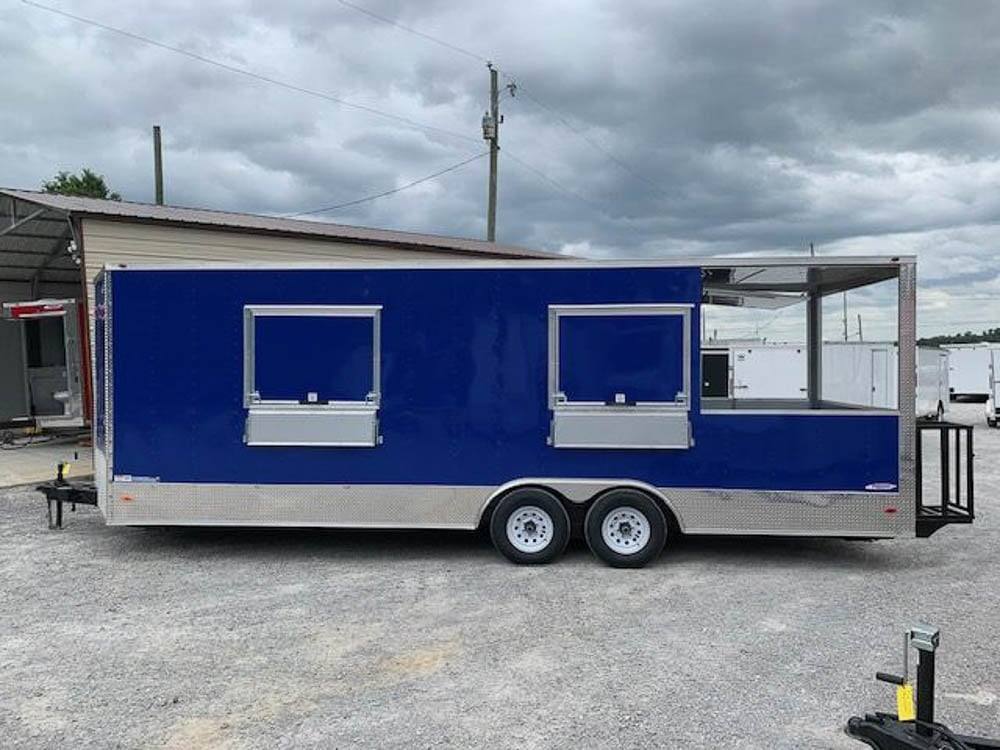 656-8.5-x-24-cobalt-blue-bbq-porch-concession-food-trailer-6.jpg 8.5' x 24' Cobalt Blue BBQ Porch Concession Food Trailer