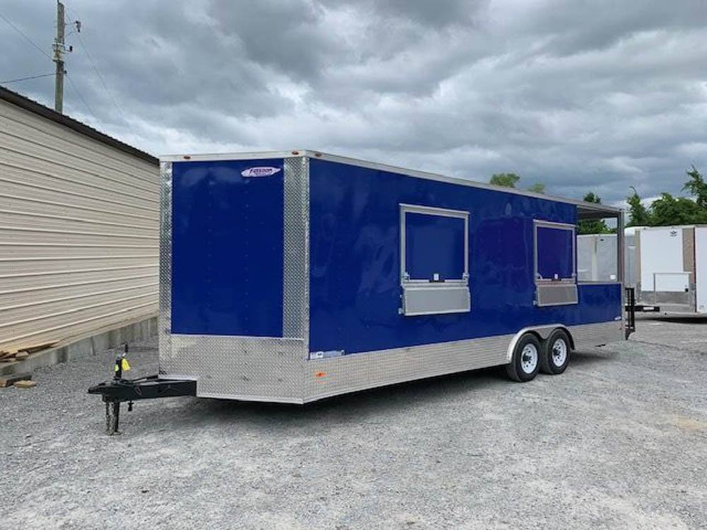 656-8.5-x-24-cobalt-blue-bbq-porch-concession-food-trailer-7.jpg 8.5' x 24' Cobalt Blue BBQ Porch Concession Food Trailer