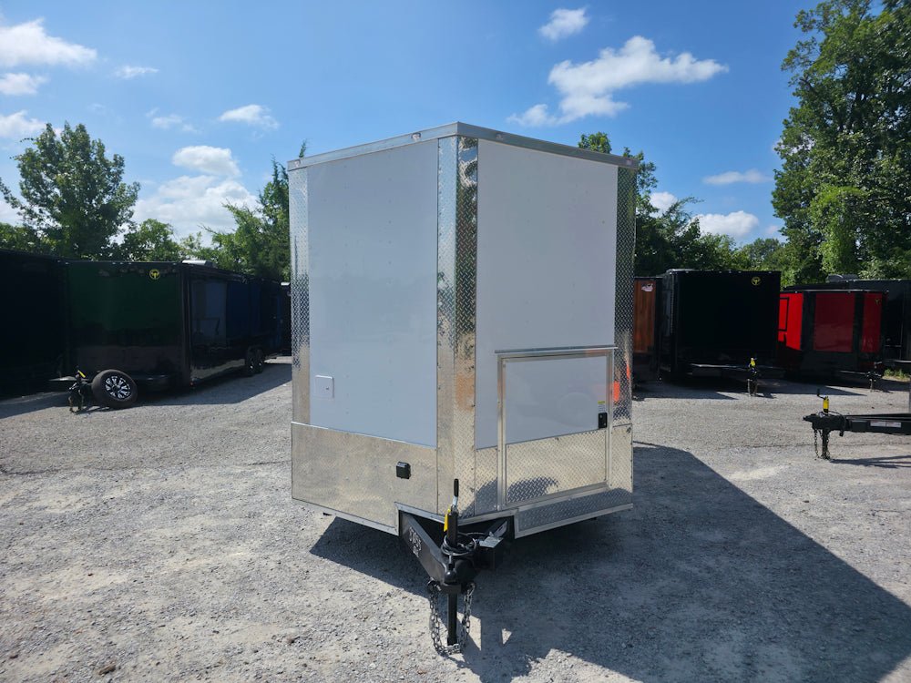 8.5' X 14' White Custom Concession Trailer With 7' Porch BBQ Event Catering