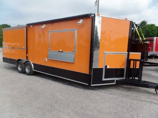 664-8.5-x-24-concession-bbq-food-trailer-orange-event-catering-2.jpg 8.5' x 24' Concession BBQ Food Trailer Orange Event Catering
