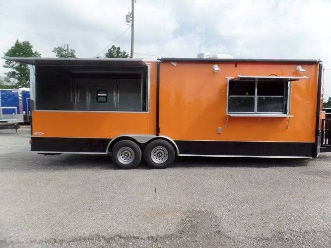 664-8.5-x-24-concession-bbq-food-trailer-orange-event-catering-4.jpg 8.5' x 24' Concession BBQ Food Trailer Orange Event Catering