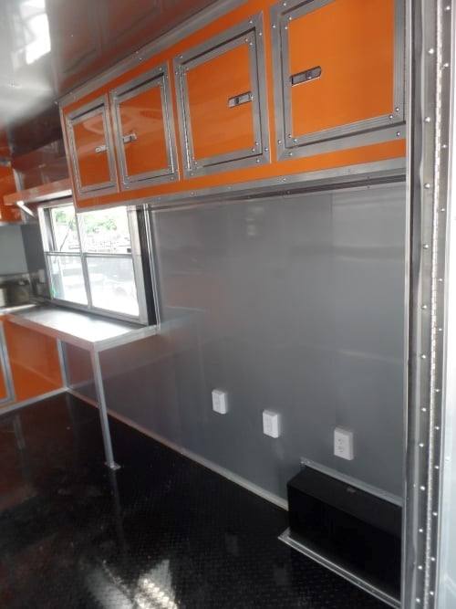 664-8.5-x-24-concession-bbq-food-trailer-orange-event-catering-5.jpg 8.5' x 24' Concession BBQ Food Trailer Orange Event Catering