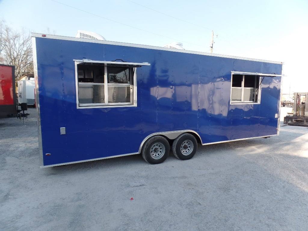 671-8.5-x-24-concession-food-flat-nose-cobalt-blue-trailer-with-appliances-1.jpg 8.5' x 24' Concession Food Flat Nose Cobalt Blue Trailer With Appliances