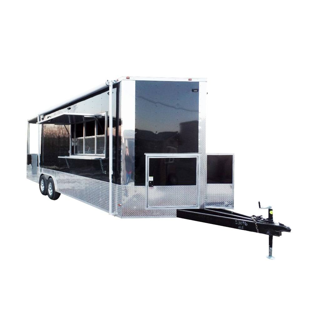 673-8.5-x-24-concession-food-trailer-black-bbq-catering-1.jpg 8.5' x 24' Concession Food Trailer Black BBQ Catering