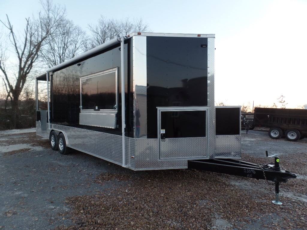 673-8.5-x-24-concession-food-trailer-black-bbq-catering-2.jpg 8.5' x 24' Concession Food Trailer Black BBQ Catering