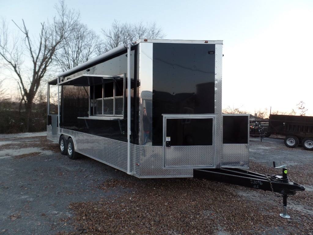 673-8.5-x-24-concession-food-trailer-black-bbq-catering-4.jpg 8.5' x 24' Concession Food Trailer Black BBQ Catering