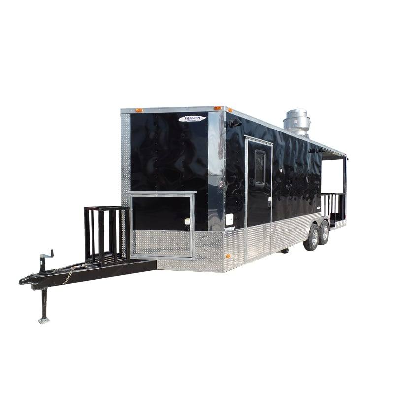 674-8.5-x-24-concession-food-trailer-black-bbq-event-1.jpg 8.5' x 24' Concession Food Trailer Black BBQ Event