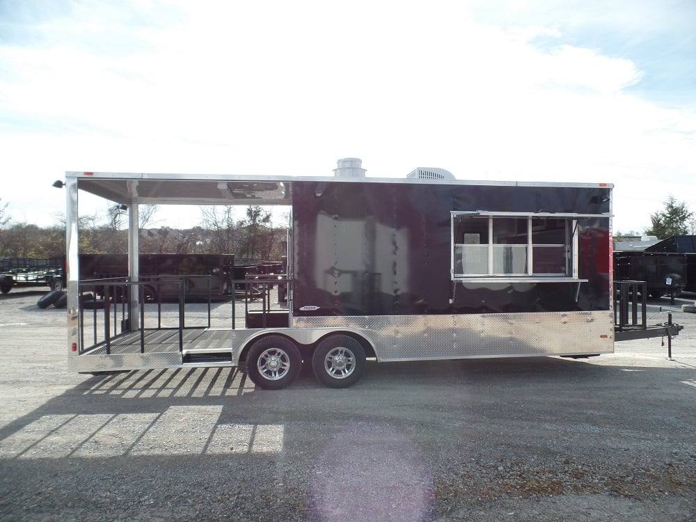 674-8.5-x-24-concession-food-trailer-black-bbq-event-10.jpg 8.5' x 24' Concession Food Trailer Black BBQ Event