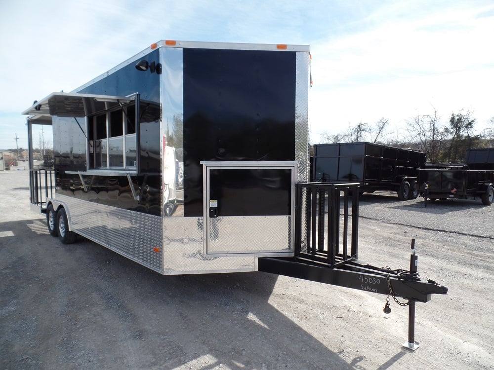674-8.5-x-24-concession-food-trailer-black-bbq-event-16.jpg 8.5' x 24' Concession Food Trailer Black BBQ Event