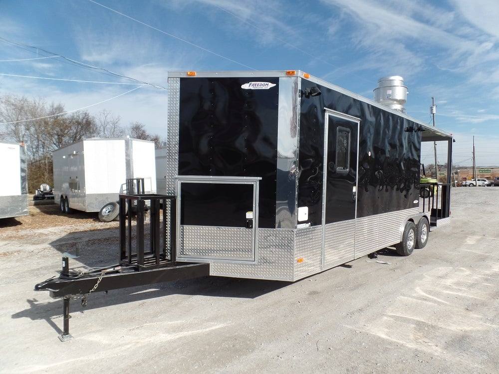 674-8.5-x-24-concession-food-trailer-black-bbq-event-19.jpg 8.5' x 24' Concession Food Trailer Black BBQ Event