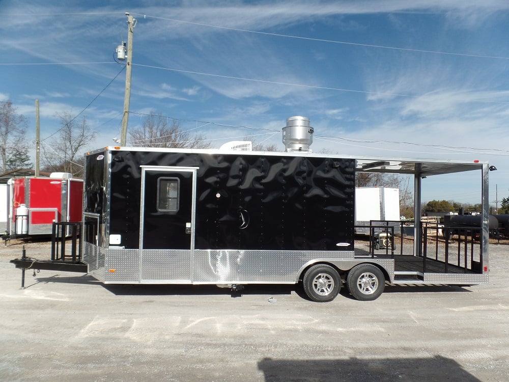 674-8.5-x-24-concession-food-trailer-black-bbq-event-8.jpg 8.5' x 24' Concession Food Trailer Black BBQ Event