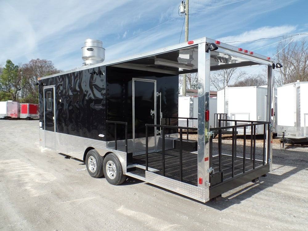 674-8.5-x-24-concession-food-trailer-black-bbq-event-9.jpg 8.5' x 24' Concession Food Trailer Black BBQ Event