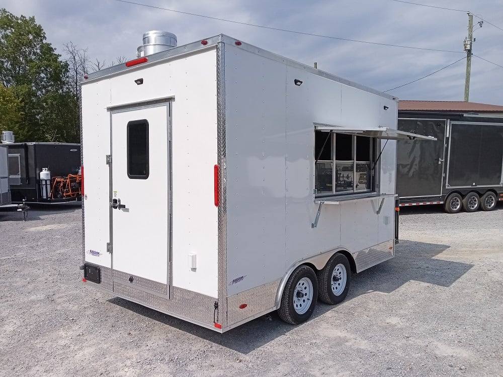 8.5' x 14' White Flat Nose Concession Trailer