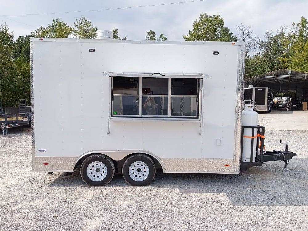 8.5' x 14' White Flat Nose Concession Trailer