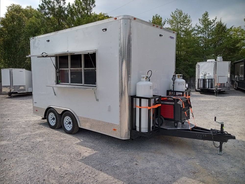 8.5' x 14' White Flat Nose Concession Trailer