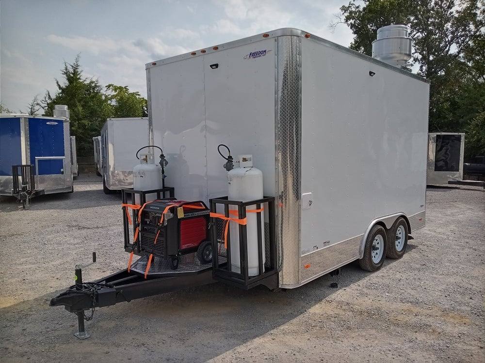 8.5' x 14' White Flat Nose Concession Trailer