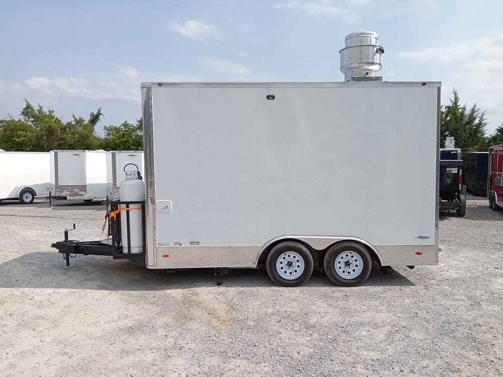 8.5' x 14' White Flat Nose Concession Trailer