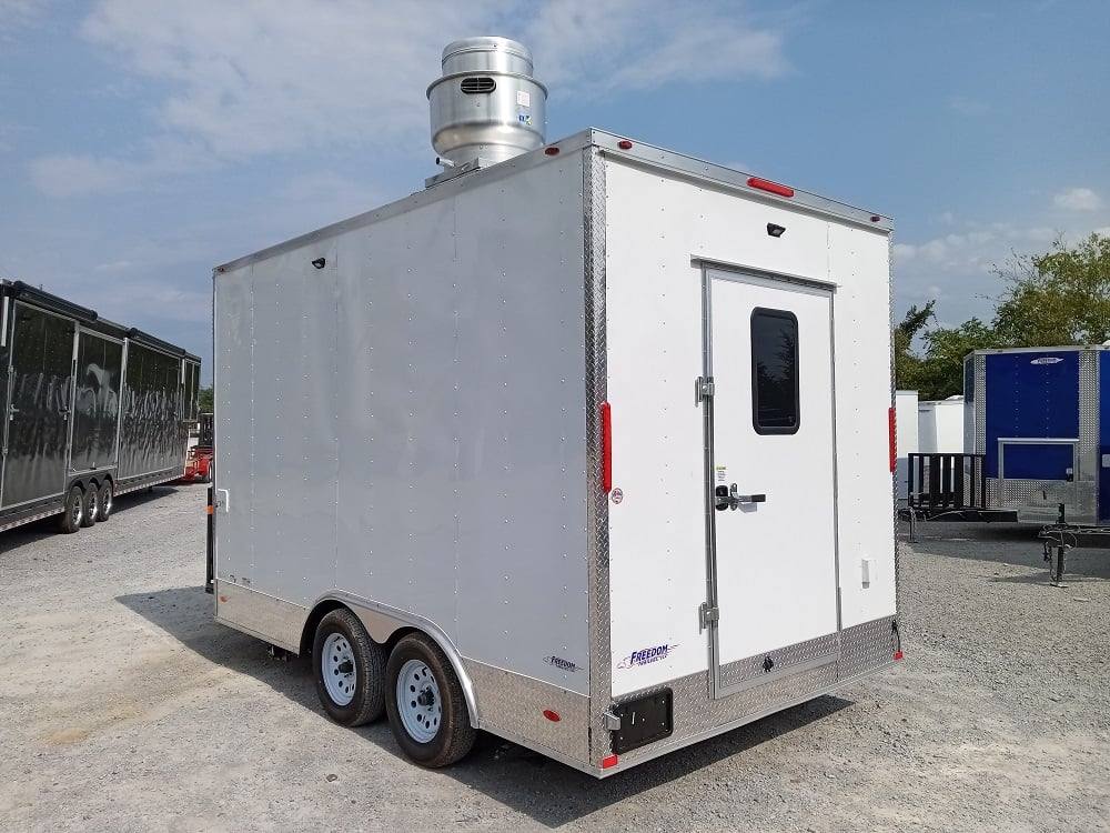 8.5' x 14' White Flat Nose Concession Trailer