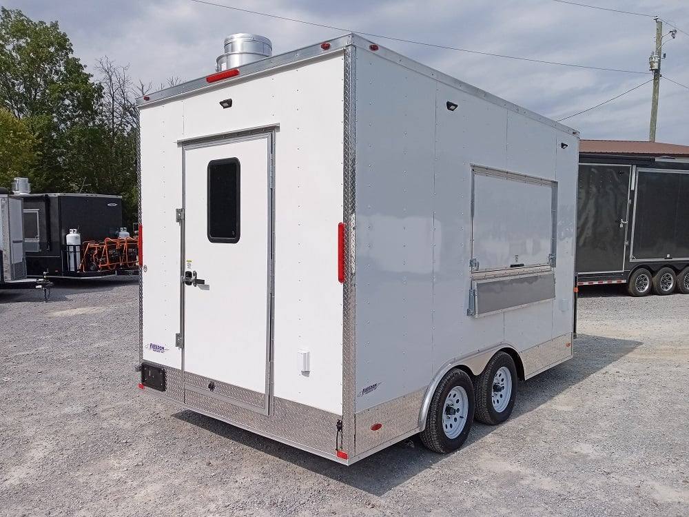8.5' x 14' White Flat Nose Concession Trailer