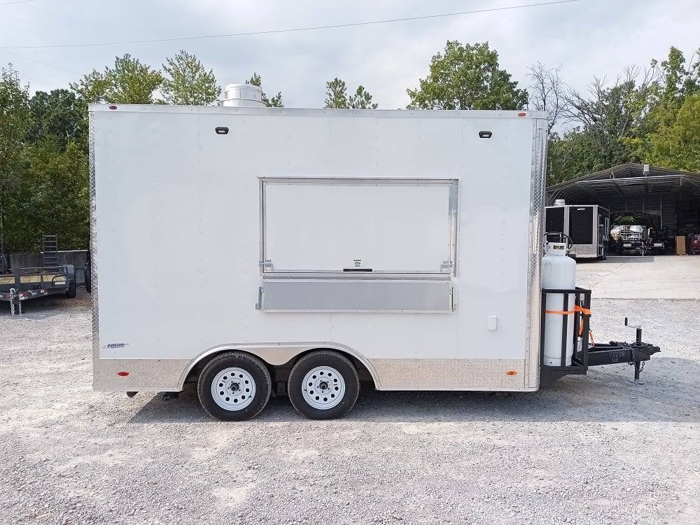 8.5' x 14' White Flat Nose Concession Trailer