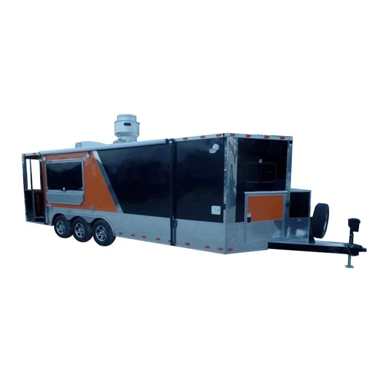 688-8.5-x-24-concession-food-trailer-orange-black-event-catering-1.webp 8.5' x 24' Concession Food Trailer Orange / Black Event Catering