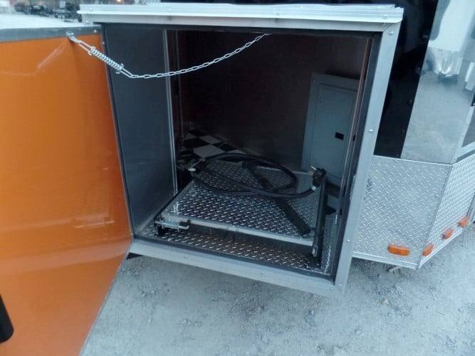 688-8.5-x-24-concession-food-trailer-orange-black-event-catering-11.jpg 8.5' x 24' Concession Food Trailer Orange / Black Event Catering