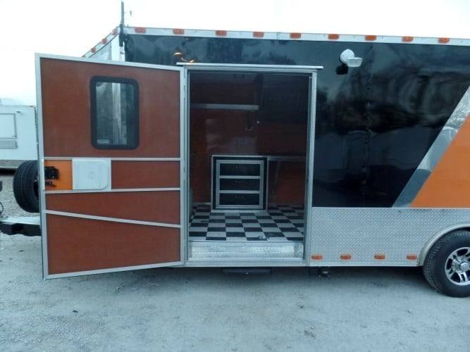 688-8.5-x-24-concession-food-trailer-orange-black-event-catering-12.jpg 8.5' x 24' Concession Food Trailer Orange / Black Event Catering
