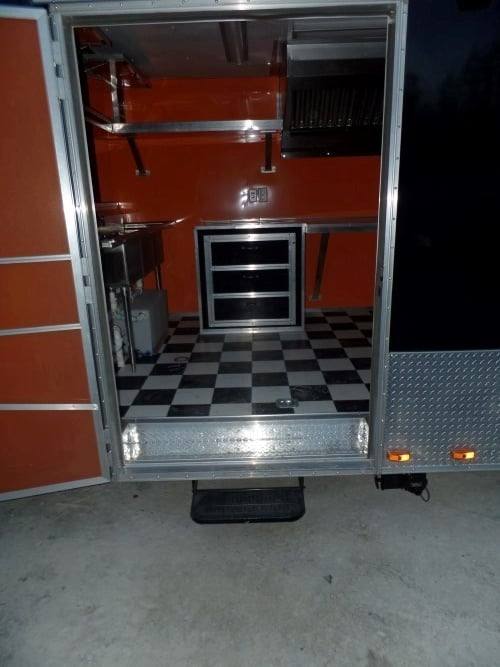 688-8.5-x-24-concession-food-trailer-orange-black-event-catering-14.jpg 8.5' x 24' Concession Food Trailer Orange / Black Event Catering