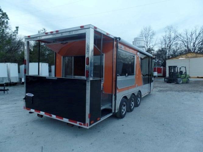 688-8.5-x-24-concession-food-trailer-orange-black-event-catering-15.jpg 8.5' x 24' Concession Food Trailer Orange / Black Event Catering