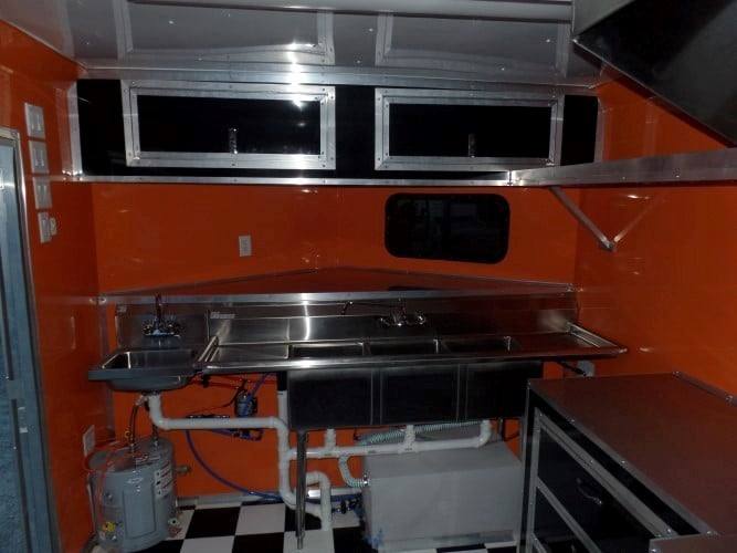 688-8.5-x-24-concession-food-trailer-orange-black-event-catering-19.jpg 8.5' x 24' Concession Food Trailer Orange / Black Event Catering