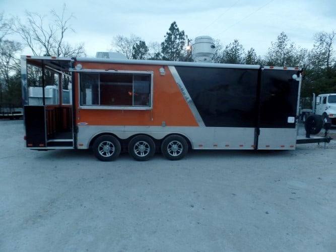 688-8.5-x-24-concession-food-trailer-orange-black-event-catering-34.jpg 8.5' x 24' Concession Food Trailer Orange / Black Event Catering