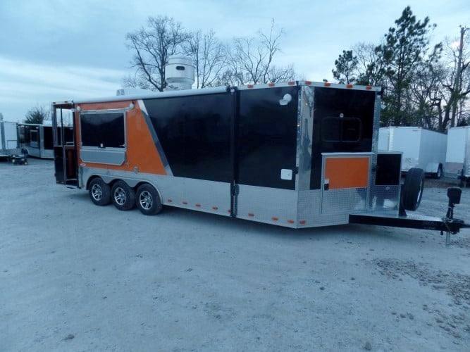 688-8.5-x-24-concession-food-trailer-orange-black-event-catering-6.jpg 8.5' x 24' Concession Food Trailer Orange / Black Event Catering