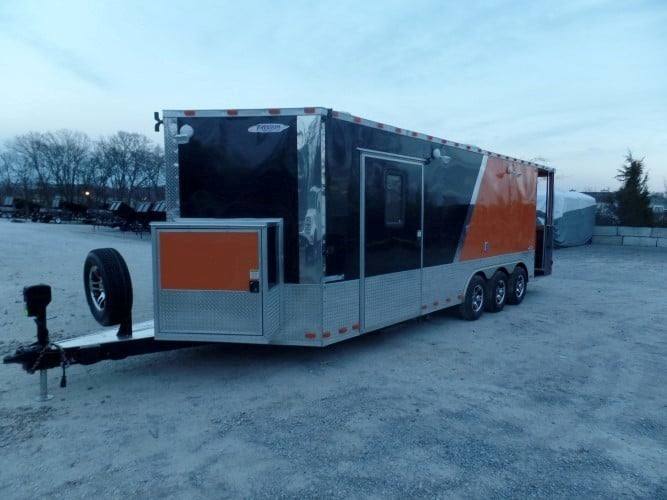 688-8.5-x-24-concession-food-trailer-orange-black-event-catering-7.jpg 8.5' x 24' Concession Food Trailer Orange / Black Event Catering