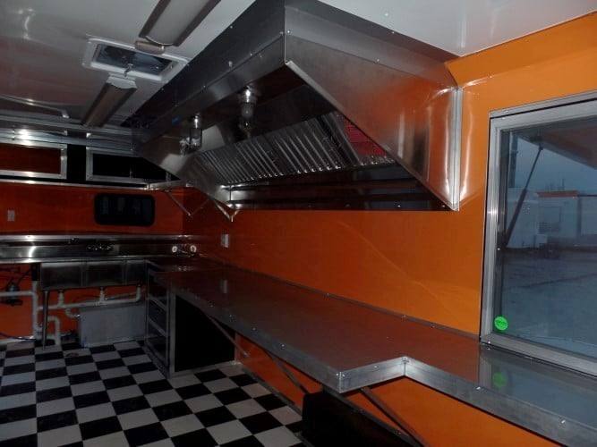 688-8.5-x-24-concession-food-trailer-orange-black-event-catering-8.jpg 8.5' x 24' Concession Food Trailer Orange / Black Event Catering