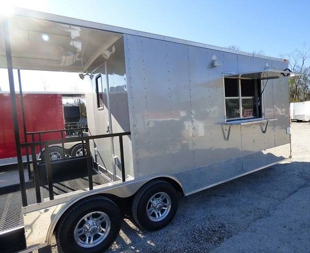 691-8.5-x-24-concession-food-trailer-silver-frost-bbq-event-catering-4.jpg 8.5' x 24' Concession Food Trailer Silver Frost BBQ Event Catering
