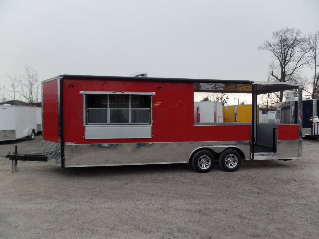 697-8.5-x-24-concession-red-bbq-food-event-catering-trailer-1.jpg 8.5' x 24' Concession Red BBQ Food Event Catering Trailer