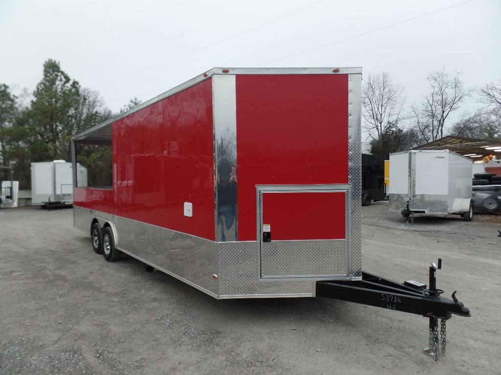 697-8.5-x-24-concession-red-bbq-food-event-catering-trailer-2.jpg 8.5' x 24' Concession Red BBQ Food Event Catering Trailer