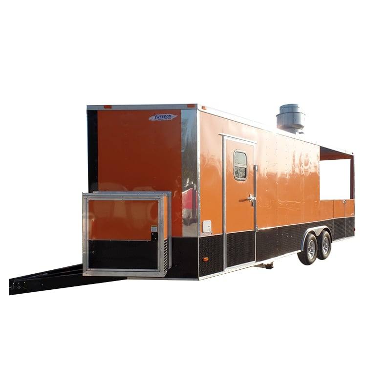 704-8.5-x-24-concession-trailer-orange-bbq-food-event-catering-1.jpg 8.5' x 24' Concession Trailer Orange BBQ Food Event Catering
