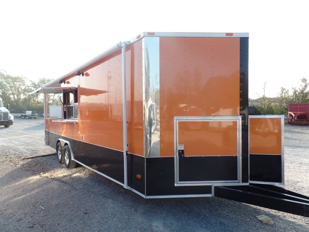 704-8.5-x-24-concession-trailer-orange-bbq-food-event-catering-2.jpg 8.5' x 24' Concession Trailer Orange BBQ Food Event Catering