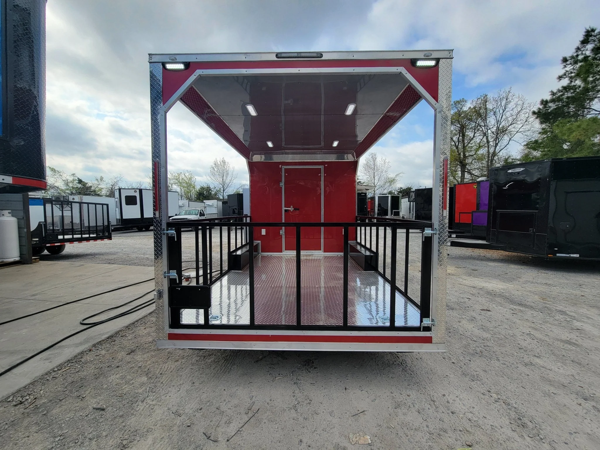 709-8.5-x-24-concession-trailer-victory-red-bbq-event-catering-with-12-railed-porch-6.webp 8.5' X 24' Concession Trailer Victory Red BBQ Event Catering With 12' Railed Porch