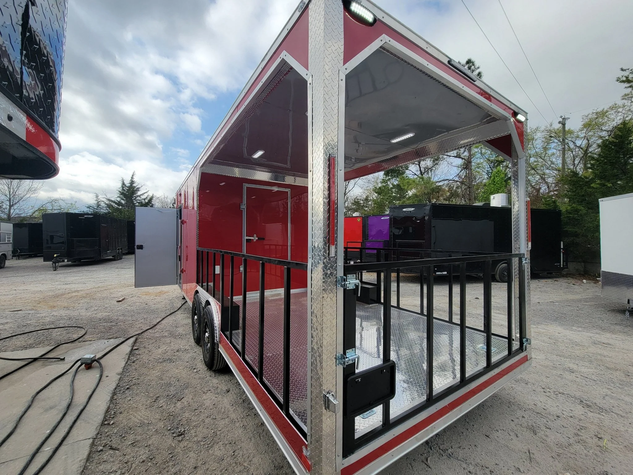 709-8.5-x-24-concession-trailer-victory-red-bbq-event-catering-with-12-railed-porch-7.webp 8.5' X 24' Concession Trailer Victory Red BBQ Event Catering With 12' Railed Porch