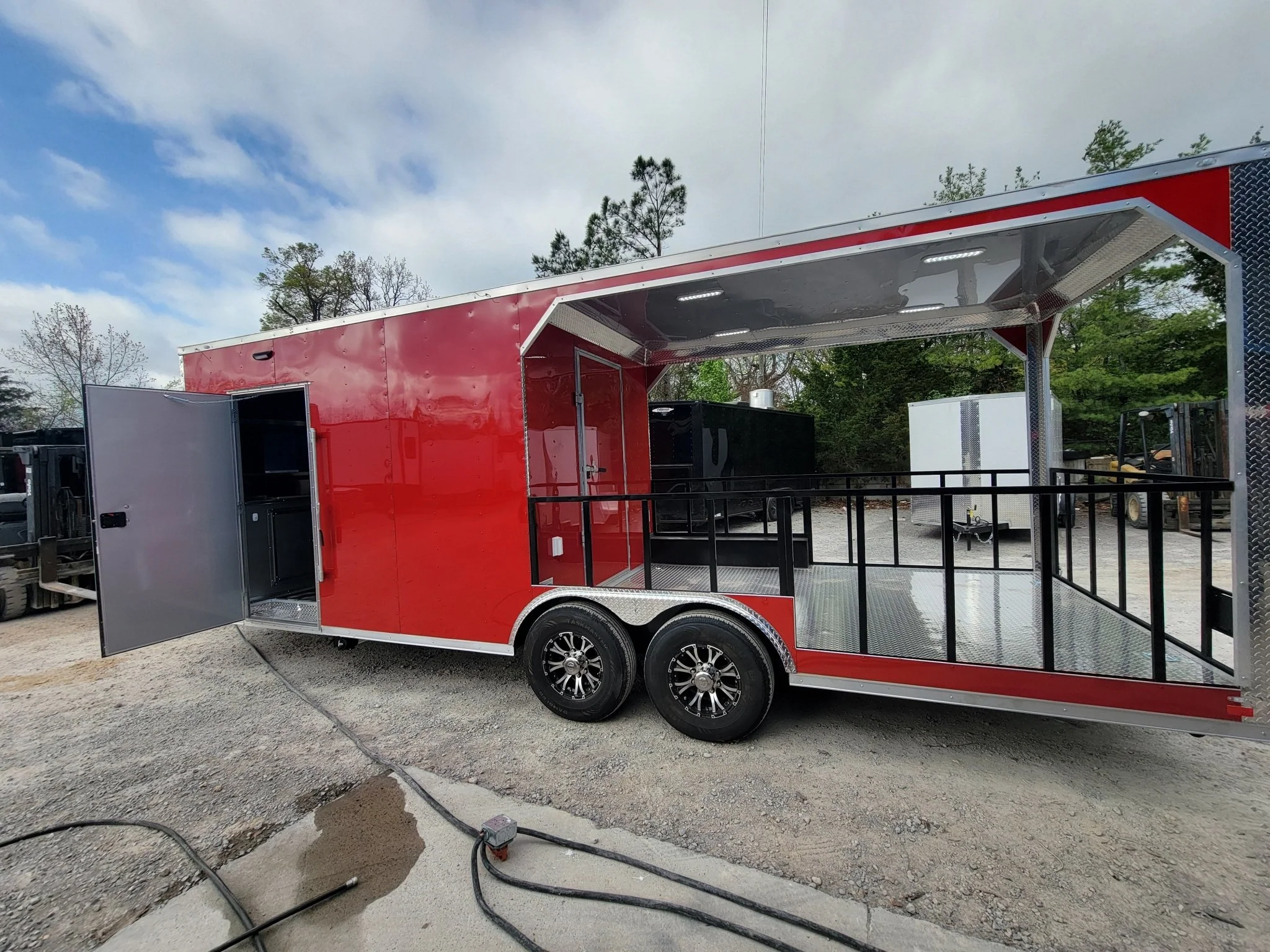 709-8.5-x-24-concession-trailer-victory-red-bbq-event-catering-with-12-railed-porch-8.webp 8.5' X 24' Concession Trailer Victory Red BBQ Event Catering With 12' Railed Porch