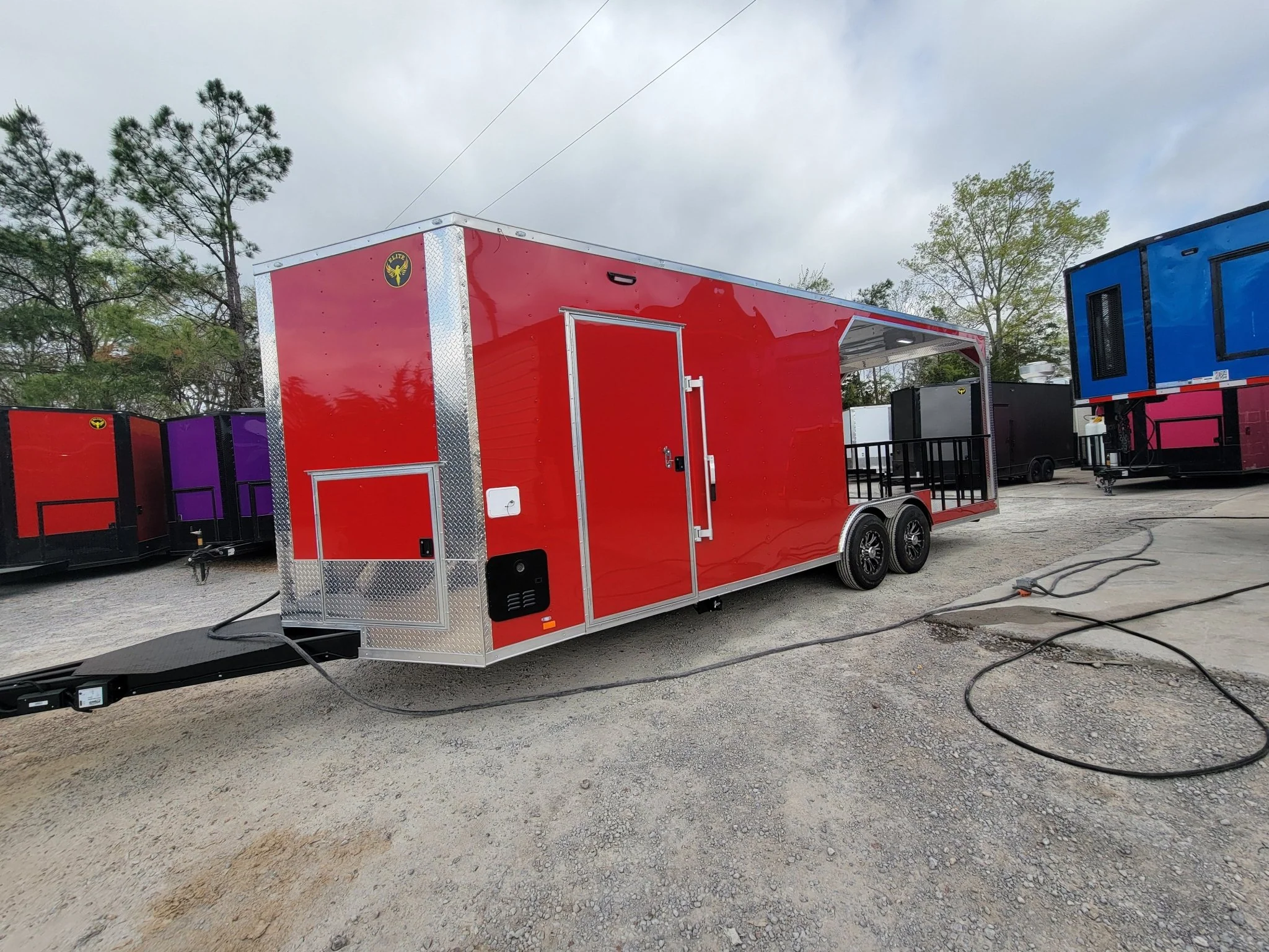 709-8.5-x-24-concession-trailer-victory-red-bbq-event-catering-with-12-railed-porch-9.webp 8.5' X 24' Concession Trailer Victory Red BBQ Event Catering With 12' Railed Porch