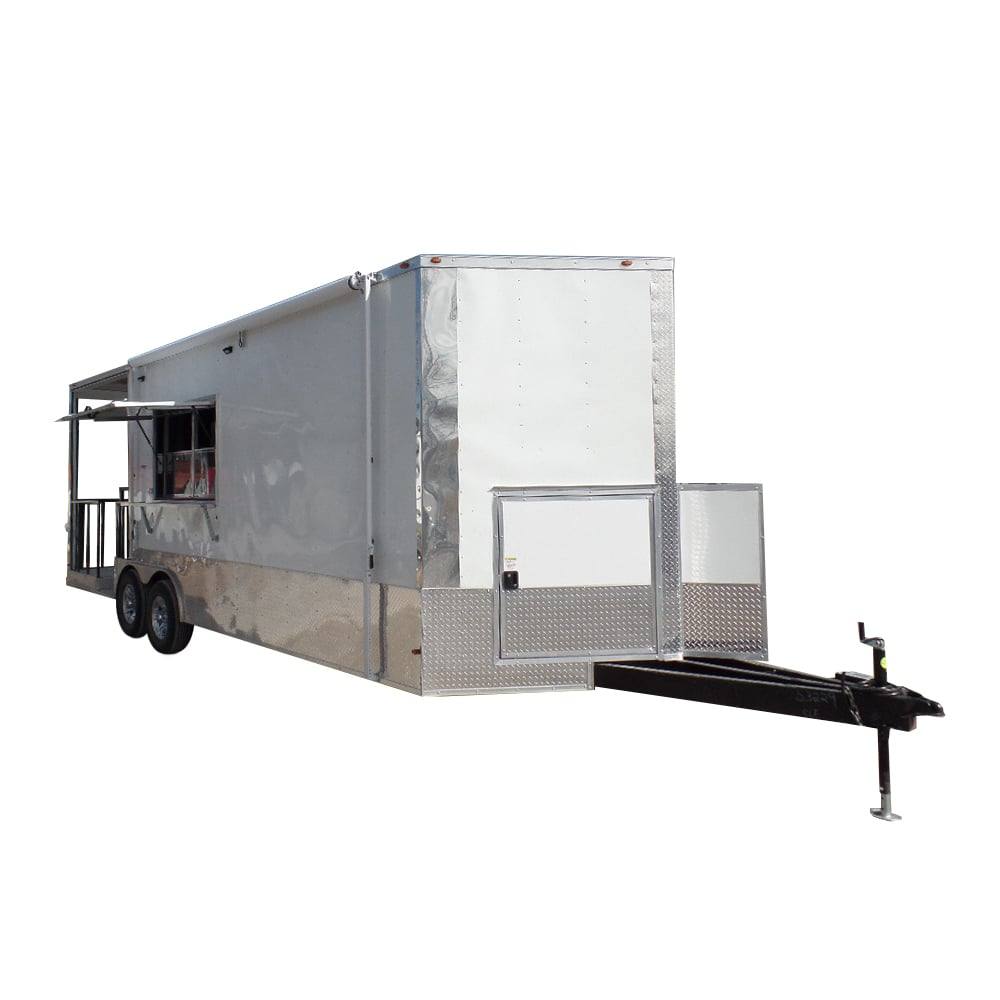 710-8.5-x-24-concession-trailer-white-bbq-catering-event-food-1.jpg 8.5' x 24' Concession Trailer White BBQ Catering Event Food