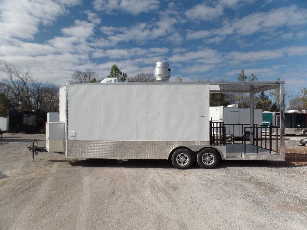 710-8.5-x-24-concession-trailer-white-bbq-catering-event-food-2.jpg 8.5' x 24' Concession Trailer White BBQ Catering Event Food