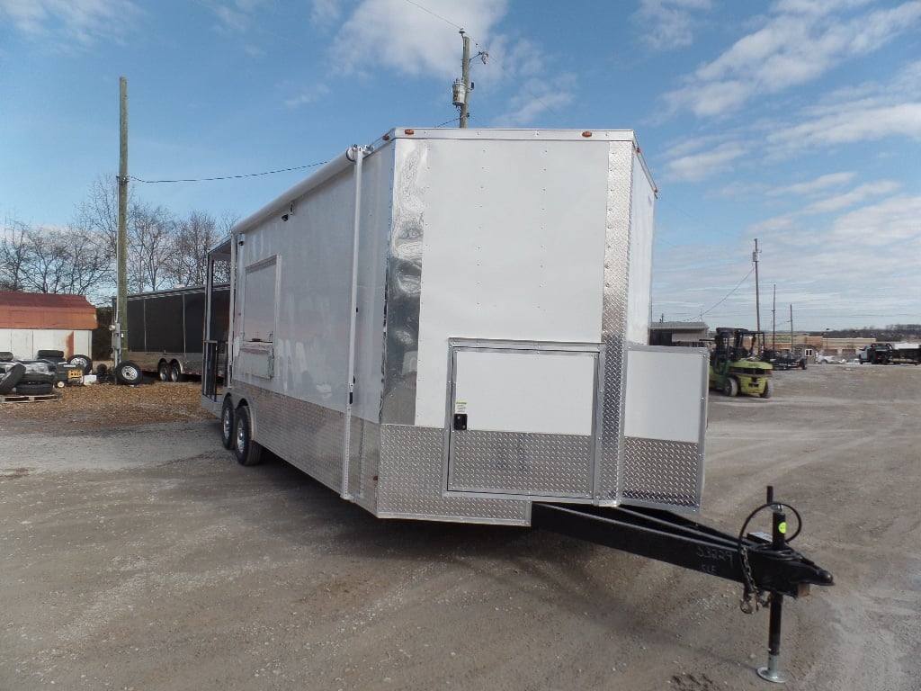 710-8.5-x-24-concession-trailer-white-bbq-catering-event-food-3.jpg 8.5' x 24' Concession Trailer White BBQ Catering Event Food