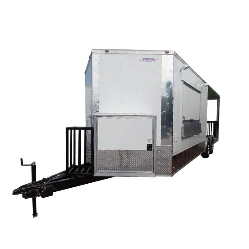 712-8.5-x-24-concession-trailer-white-bbq-food-event-catering-1.jpg 8.5' x 24' Concession Trailer White BBQ Food Event Catering