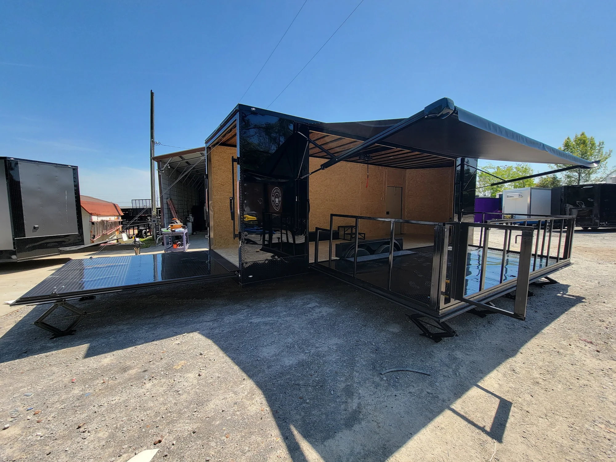 718-8.5-x-24-custom-enclosed-stage-trailer-black-with-black-out-trim-and-awning-11.webp 8.5' X 24' Custom Enclosed Stage Trailer Black With Black Out Trim and Awning